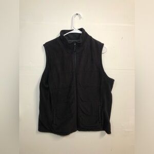 Lands' End Women’s Fleece Black Zip Up Vest